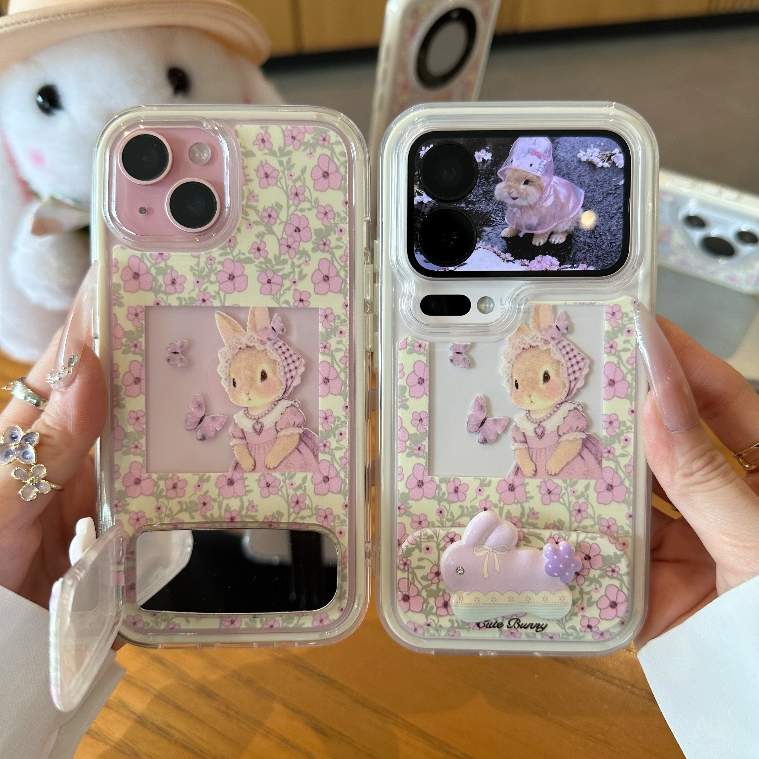 碎花兔适用iPhone16promax手机壳13苹果15小清新卡通12华为p80小米17pro荣耀500公仔vivos30oppo11红米note14图片