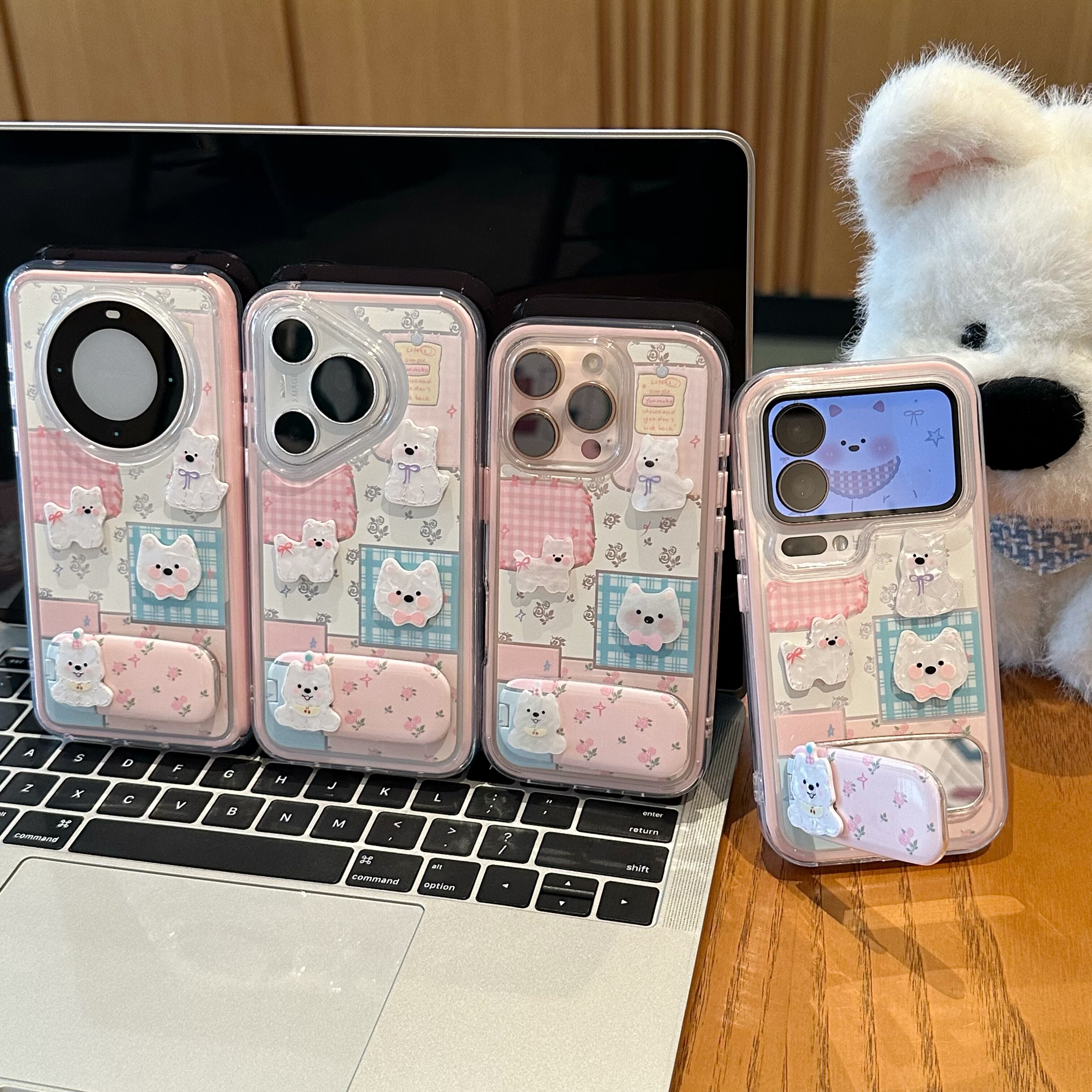 碎花狗狗适用iPhone16promax手机壳13苹果15少女12华为p80小米17pro荣耀500网红vivos30oppo11红米note14支架