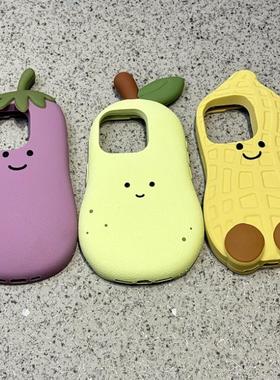 立体硅胶紫色茄子花生雪梨适用苹果16promax手机壳iphone14pro新款13趣味12可爱11保护套15promax创意15防摔