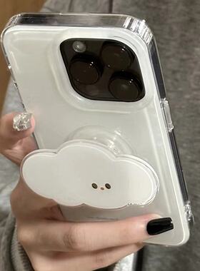 ins云朵英文适用iPhone16pro手机壳13苹果15promax可爱小清新12支架华为p70新款vivo小米14红米k80荣耀70oppo