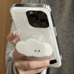 ins云朵英文适用iPhone16pro手机壳13苹果15promax可爱小清新12支架华为p70新款 vivo小米14红米k80荣耀70oppo