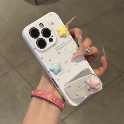 彩色星星适用iPhone16promax手机壳苹果13菲林14华为mate70支架vivo小米15全包oppo红米k80硬壳12/11新款p70