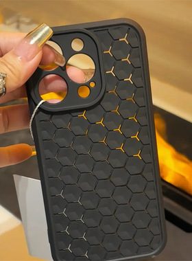 适用苹果16手机壳iPhone15ProMax硅胶蜂窝透气散热14pro全包防摔15plus新款高级感保护套13pro软壳女男ip12男