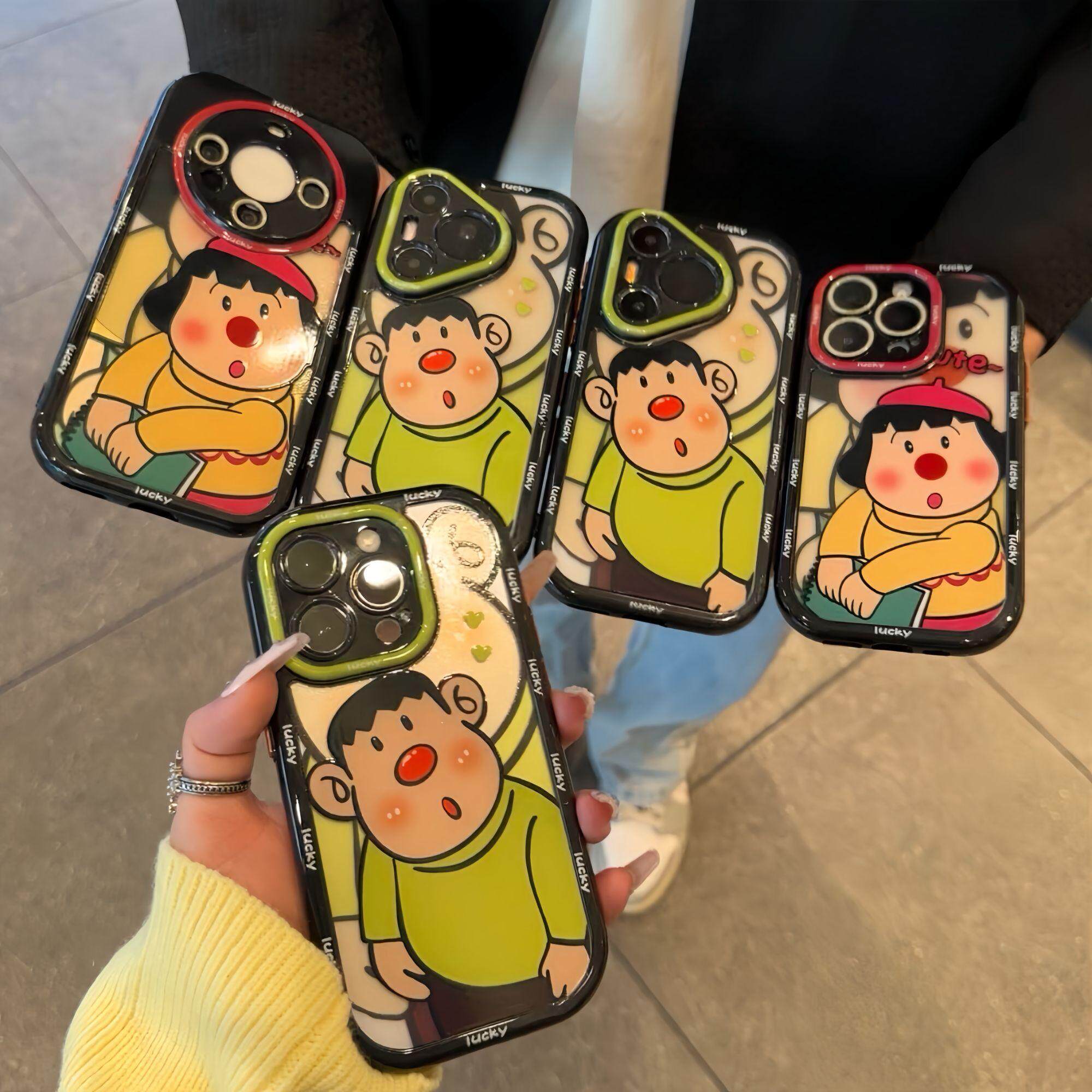 呆萌胖虎胖妹适用iPhone16pro手机壳13苹果15promax奶油壳12华为mate70新款p70卡通vivoppo小米14红米k80荣耀