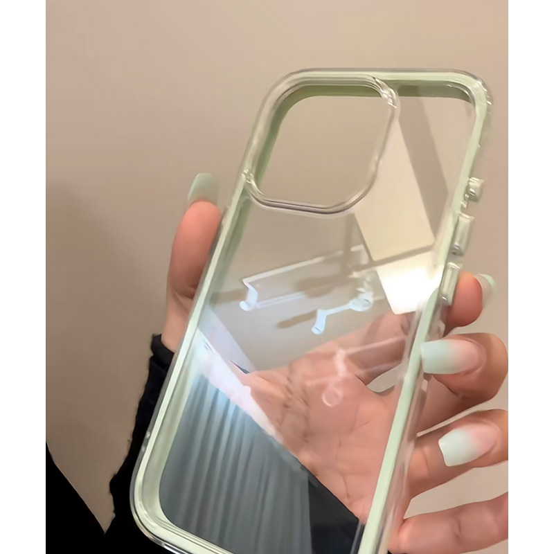 极简三合一浅绿适用苹果16promax手机壳iPhone14pro新款13亚克力12简约11女15promax防摔p60华为mate70透明套