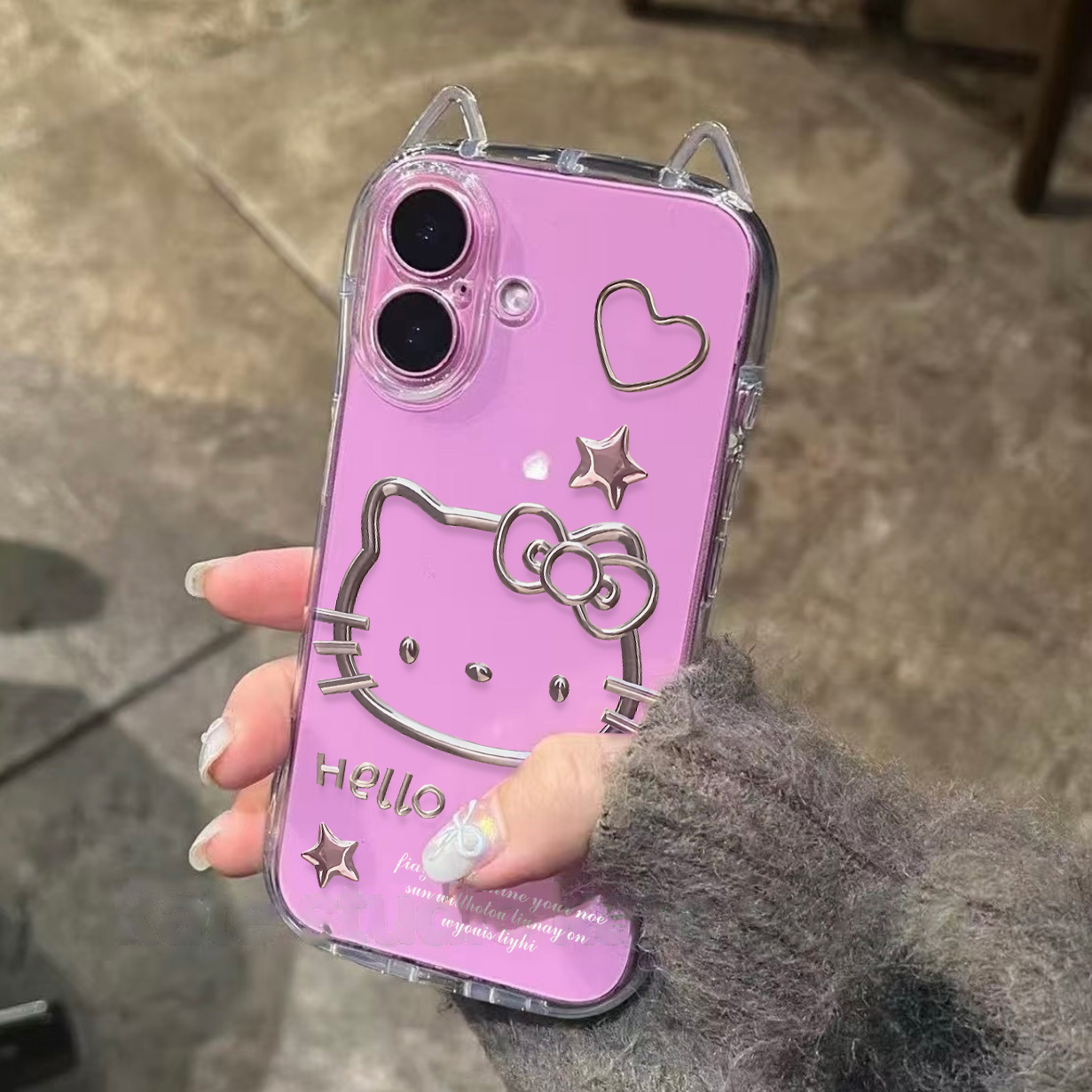 线条kitty适用苹果16promax手机壳iphone14pro新款13高级感12可爱11保护套15promax全包防摔15plus猫耳朵透明