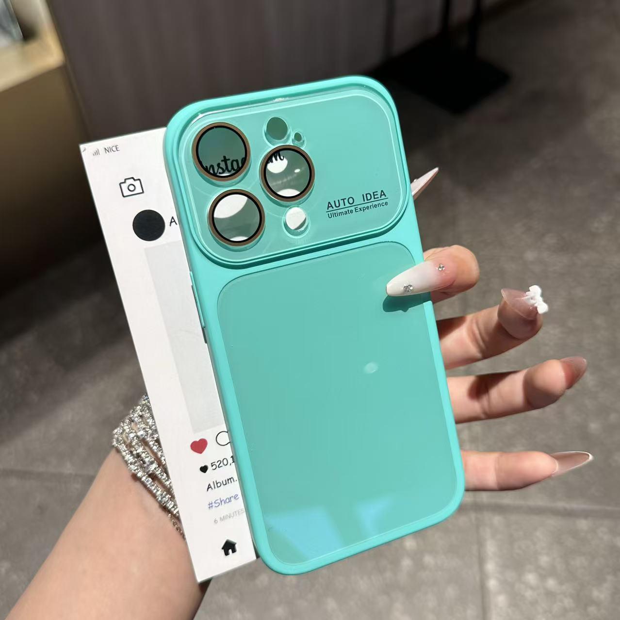 蒂芙尼蓝秒变17水晶大视窗适用iPhone16ProMax手机壳14Pro新款13简约15plus保护套苹果17ProMax防摔12镜头膜