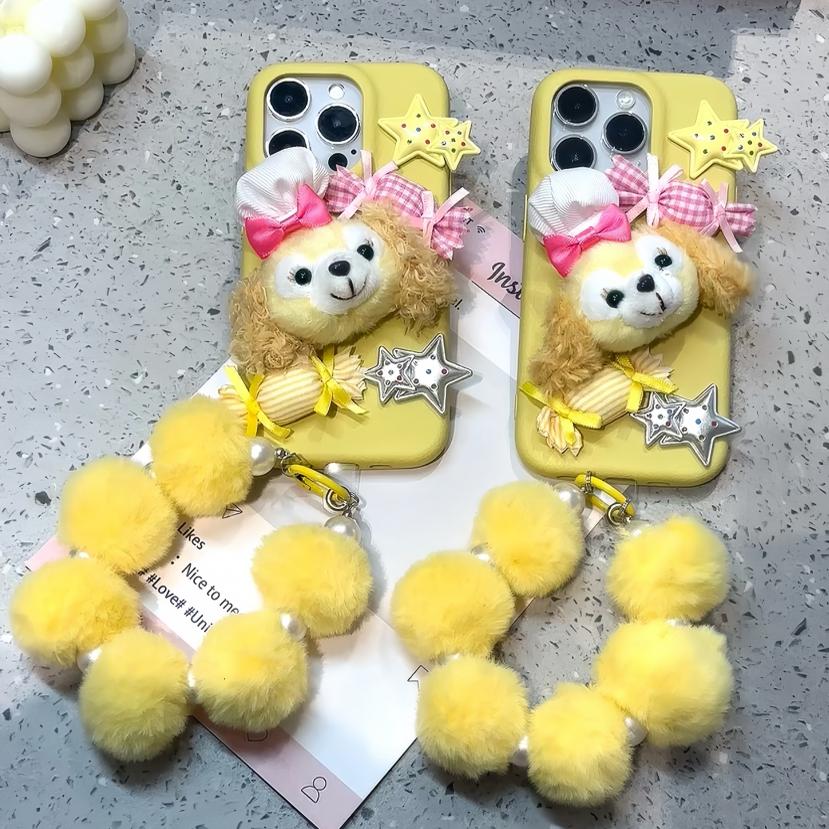 可爱趣味毛绒公仔带手链手机壳