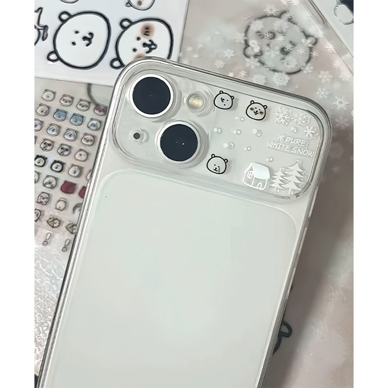 秒变17雪花小熊适用苹果16promax手机壳iphone17pro新款13卡通12日韩可爱14保护套15全包大视窗防摔透明软壳