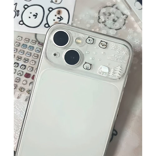 秒变17雪花小熊适用苹果16promax手机壳iphone17pro新款13卡通12日韩可爱14保护套15全包大视窗防摔透明软壳