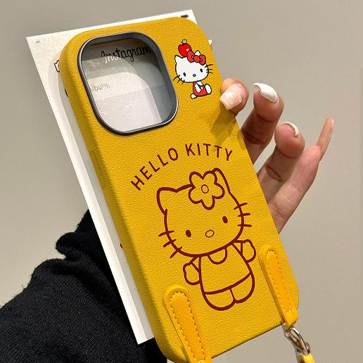 hellokitty皮绳手机壳可爱皮纹