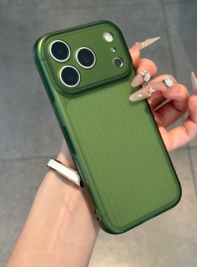 绿色瓦楞纹适用iPhone17promax手机壳苹果15全包镜头16pro小众简约12防摔13情侣新款14pro硅胶plus女男11多色