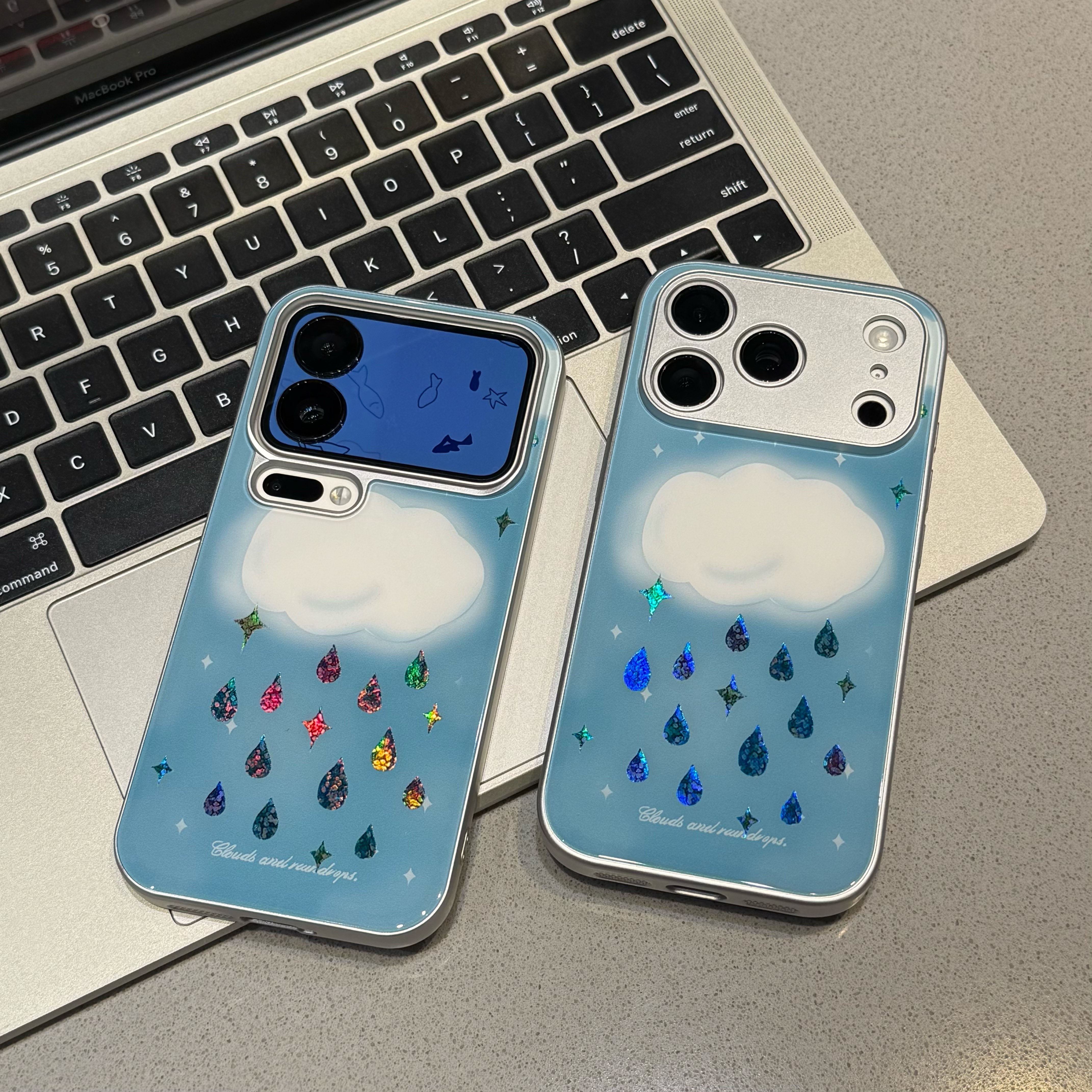 天空雨滴适用苹果16promax手机壳新款iPhone15变色13华为mate70保护套小米17pro荣耀vivoppo12红米note14小众