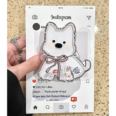 可爱卡通趣味创意西高地摇摇乐支架适用伸缩懒人追剧新款手机壳潮