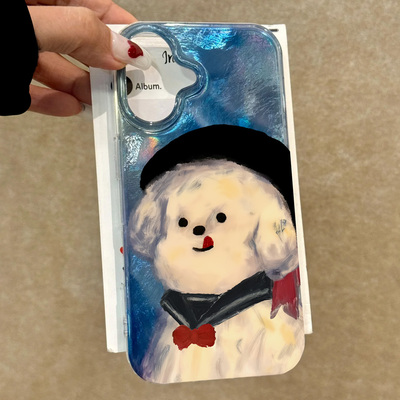 晕染渐变油画小狗手机壳创意防摔