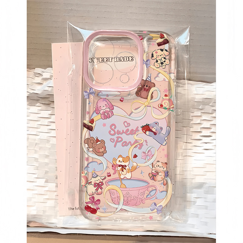 爱心小动物适用iphone16promax手机壳15p苹果17透明13华为mate70pro创意vivo小米17pro防摔oppo红米k80荣耀90