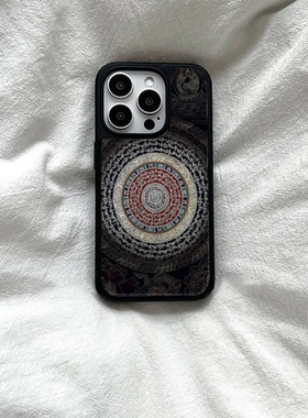 黑色复古梵文适用苹果16promax手机壳iphone17pro新款13可爱12韩系14保护套15promax防摔15p软边亚克力11男女