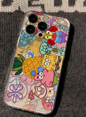 海绵宝宝家族适用苹果16手机壳iPhone15promax新款13/12华为mate60红米k70卡通p70小米14软壳vivoo荣耀oppo女