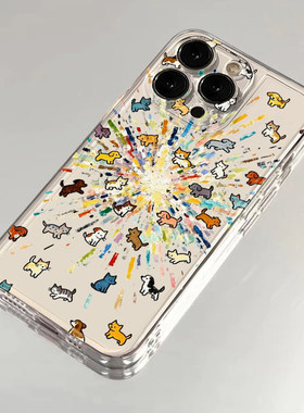 满屏爆炸狗适用iphone16promax手机壳苹果15透明13华为mate70卡通vivo防摔oppo软壳红米note14荣耀500小米17