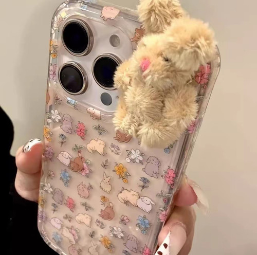 超仙碎花立体兔子超薄手机壳