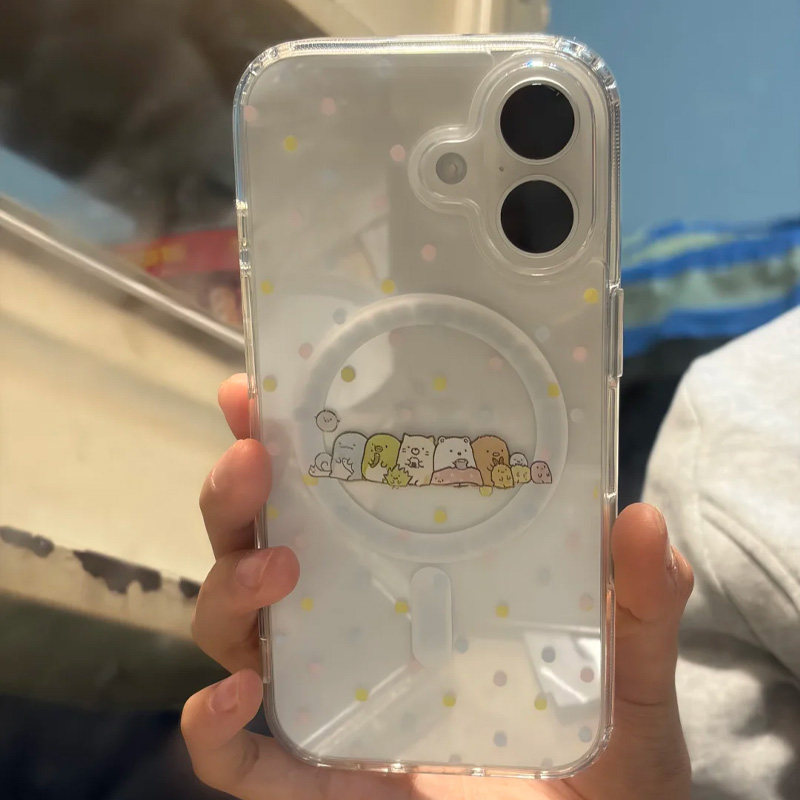 波点小萌物一排适用iPhone16promax无线充电磁吸手机壳15promax新款14promax透明11卡通12可爱13创意16/17pro