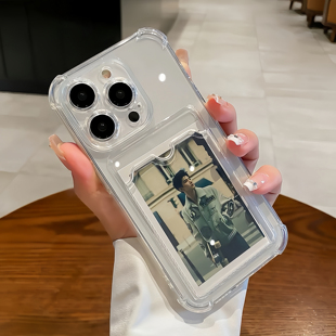 趣味可插放卡包壳适用苹果16promax手机壳iphone14pro新款13气囊12可爱11保护套17promax全包防摔15plus透明