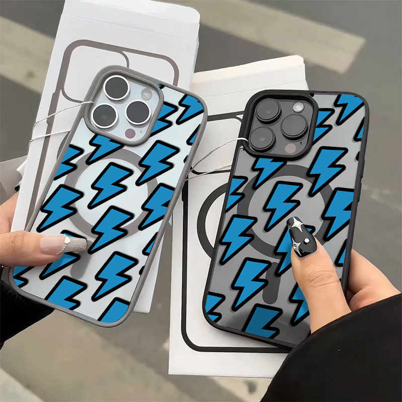 ins蓝色闪电适用苹果16promax手机壳iphone14pro新款13个性12创意11保护套15promax全包防摔15plus男生磁吸壳