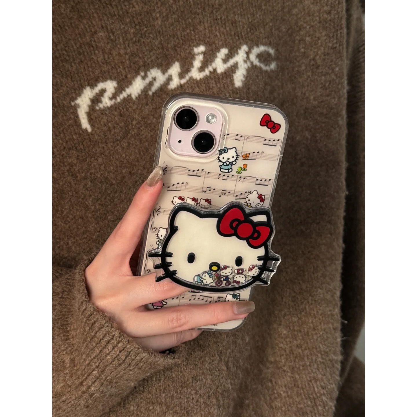 乐谱kitty支架适用苹果16promax手机壳iphone15新款mate60红米note13小米14华为pura70软壳vivoppo荣耀s19/12