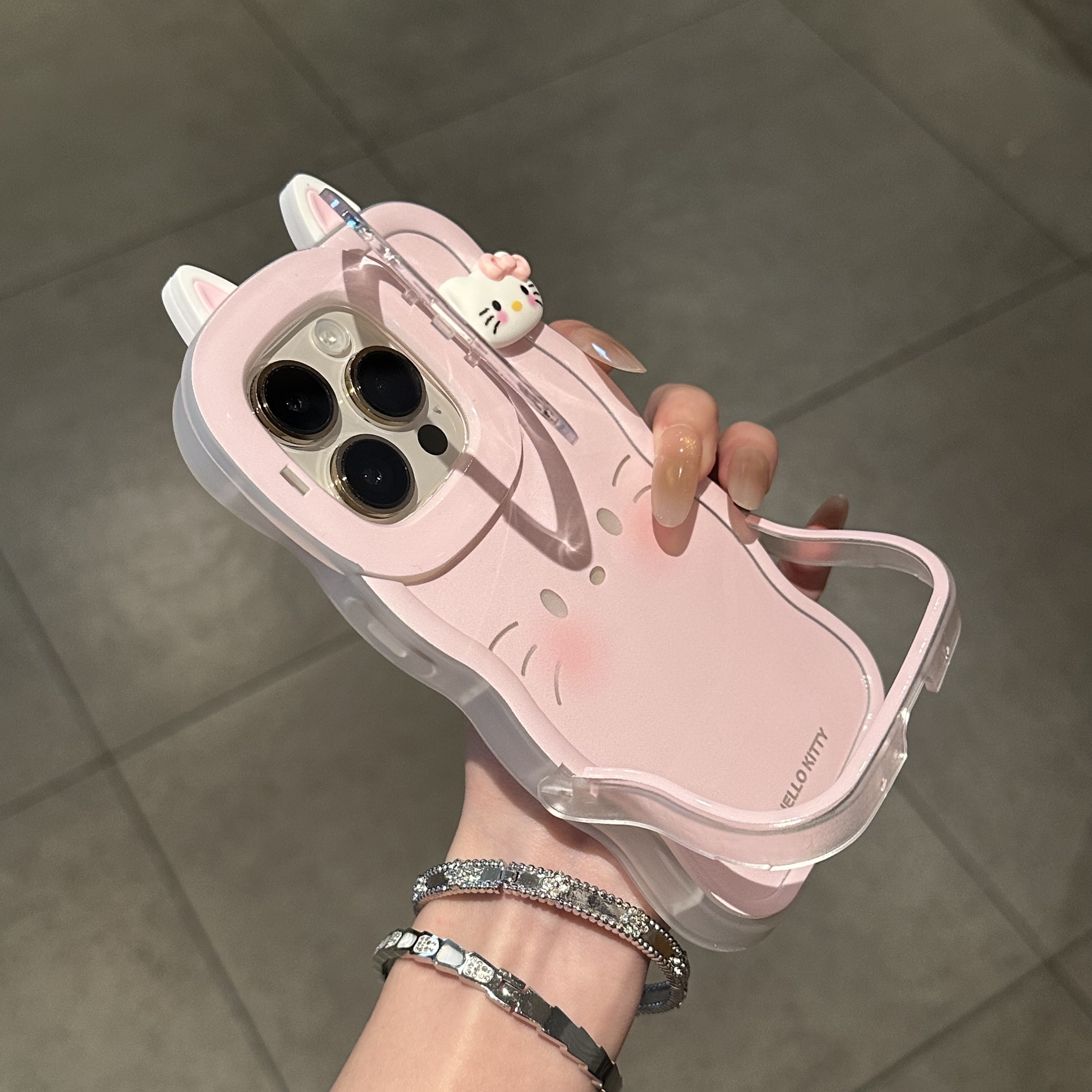 隐形双支架创意手机壳凯蒂表情