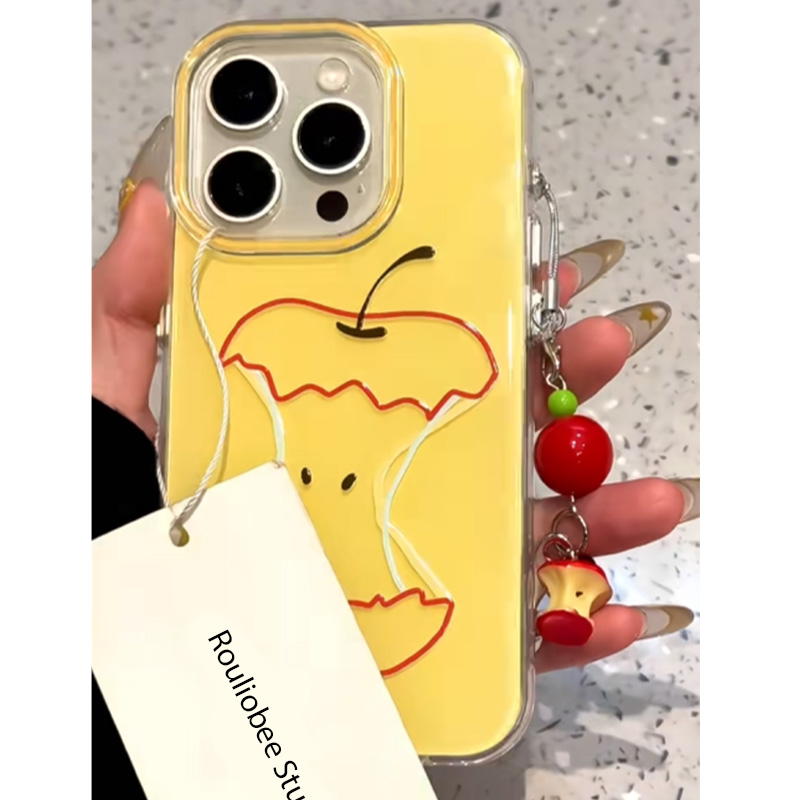 奶黄线条苹果适用iPhone16pro手机壳13/15promax挂件12女11华为mate60新款p70趣味vivo小米14红米k70荣耀oppo