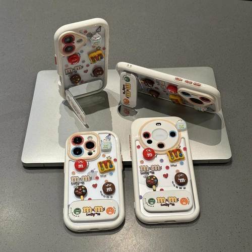 趣味巧克力M豆支架手机壳时尚