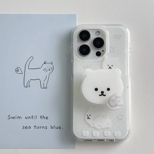 p70荣耀Reno12保护套vivos19小米14oppo 13华为mate60 自嘲熊旋转支架适用苹果16promax手机壳iPhone15新款