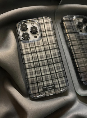 韩系格纹适用苹果16promax手机壳iphone15新款mate60个性14红米note13防摔k70小米华为pura70软壳vivoppo荣耀