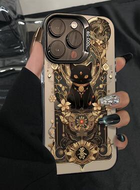 黄金万两猫适用苹果16promax手机壳iPhone15新款12华为mate60/p70荣耀x50彩银Reno13保护套vivos19小米14oppo
