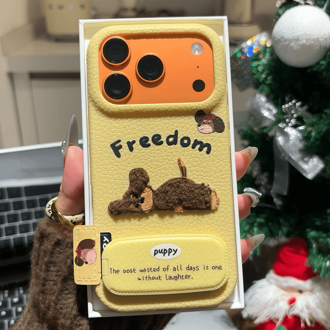 冬日刺绣狗适用苹果17promax手机壳iPhone16pro卡通14华为p70新款保护套12支架13小米15超火vivox200荣耀oppo