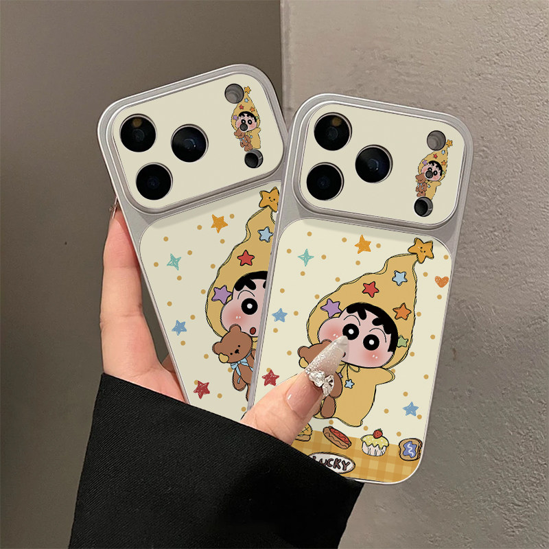 抱熊小新适用苹果16promax手机壳iphone15新款13创意12电镀壳14保护套小米17pro防摔17华为p70荣耀oppofindx9