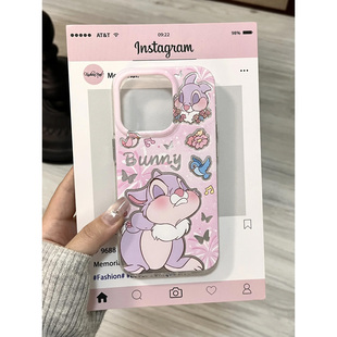 梦幻紫桑普兔适用苹果16promax手机壳iphone14pro新款13高级感12可爱11保护套15promax全包防摔xr羽纱壳xsmax
