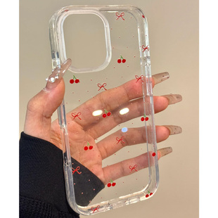 17华为mate70红米note14小清新k80小米13软vivoos19荣耀oppo透明 小樱桃适用苹果16手机壳iPhone15promax新款