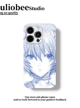 蓝色素描女孩适用苹果16pro手机壳iphone15promax可爱13华为mate60新款p70菲林壳vivo小米14红米k70荣耀oppo