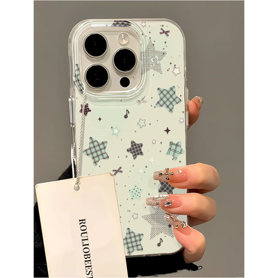 薄荷绿星星适用iPhone16pro手机壳13苹果15promax创意14女17华为mate60pro新款p70vivo小米15红米k80荣耀oppo