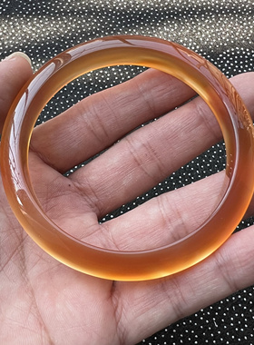 天然原石原色无优化逊克玛瑙手镯香橙色玉髓收藏送礼佳品62-11-8