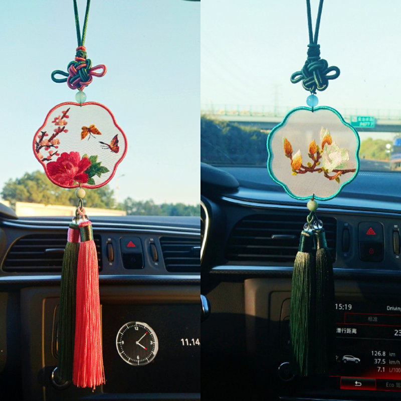 苏绣双面绣挂件手工绣成品刺绣车挂古风汉服中国结包包挂兔子流苏