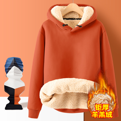 卫衣男秋冬款男大童加绒连帽青少年冬季加厚羊羔绒春秋男款外套冬