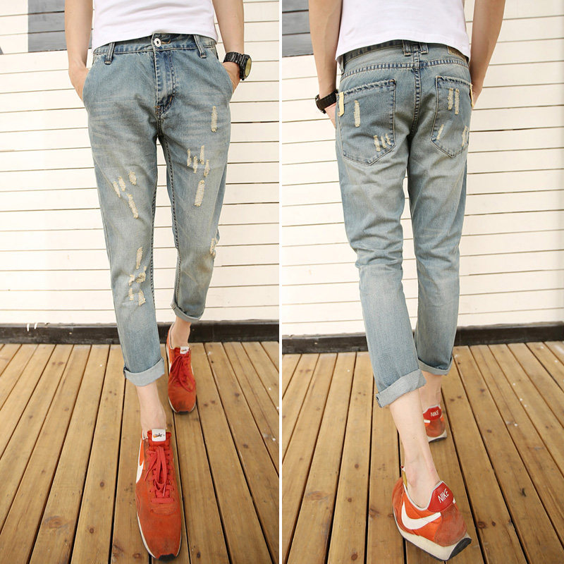 summer hole Cowboy 9 Ninth pants man Self cultivation Haren Pencil Pants Korean Edition Easy 8 Eighth leisure time trousersin the Men's clothing, Casual pants  category - from Buy2taobao.com to provide professional Taobao agent buy service
