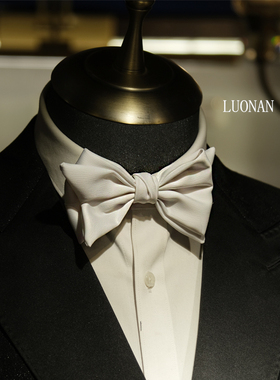 优雅贵公纸~白色哑光水波鱼尾领结婚礼结婚新郎主持人宴会领结男
