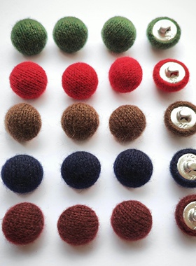 15MM纯羊绒手工包布蘑菇扣 女士秋冬款羊毛开衫毛衣纽扣 5色可选