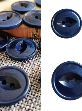 藏蓝色天然果实猫眼二孔扣针织羊绒开衫扣子日常通勤西装工装纽扣