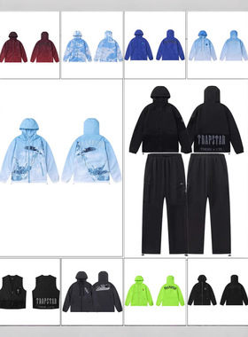 外贸跨境Trapstar字母刺绣欧美潮流拉链连帽男女同款春秋风衣外套