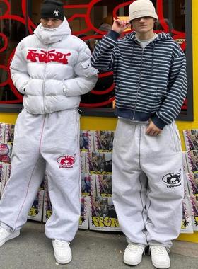 跨境新款抓绒刺绣运动裤 Trapstar字母休闲街头青年加绒卫裤长裤