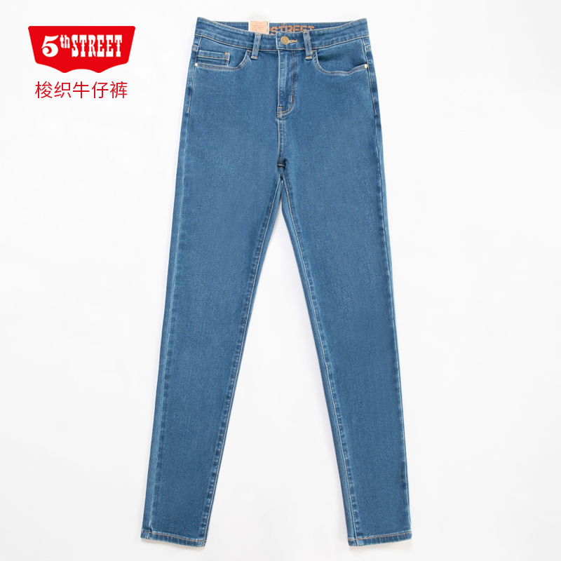 第五街5th street女装高腰修身显瘦弹力小脚牛仔裤615266-213H0